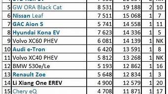 新能源汽车排行榜前十名车型_新能源汽车排行榜前十名车型图片